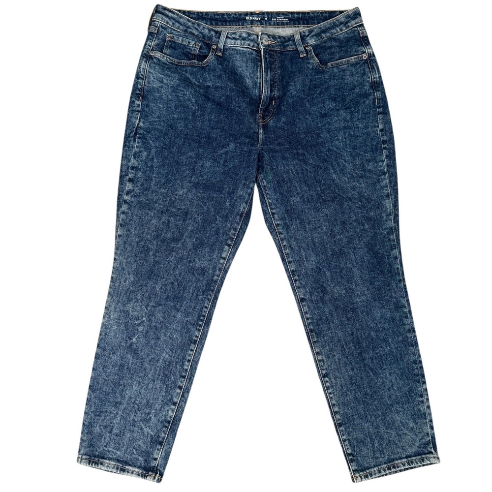 Old Navy OG Straight High Rise Acid Wash Blue‎ Jeans Womens Size 16 Farida